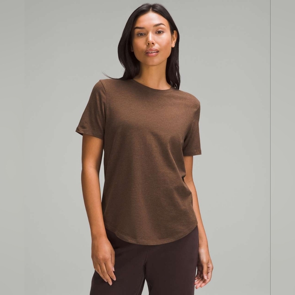 lululemon athletica Tops - Lululemon Love Crewneck T-Shirt Short Sleeve Heathered Java Brown Size 8